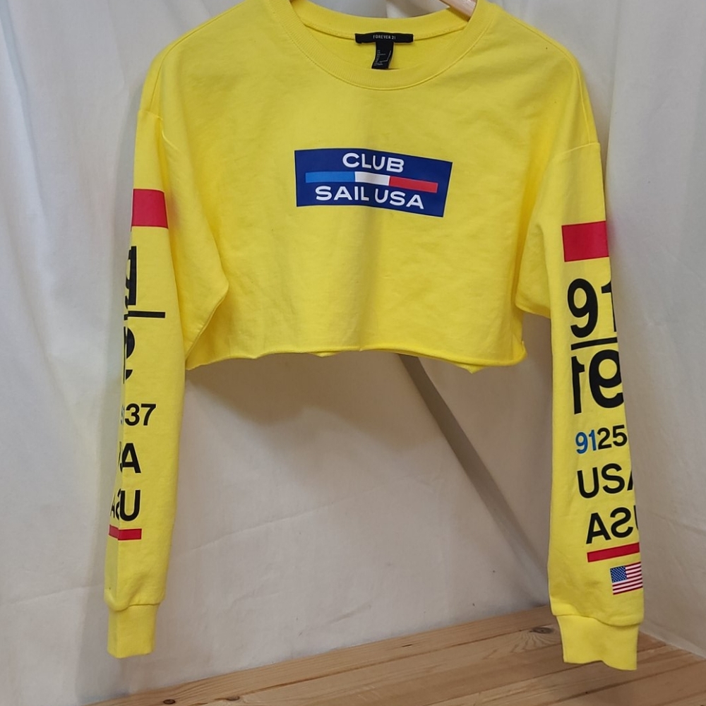 4EVR21 szS sailing crop sweatshirt neon yellow